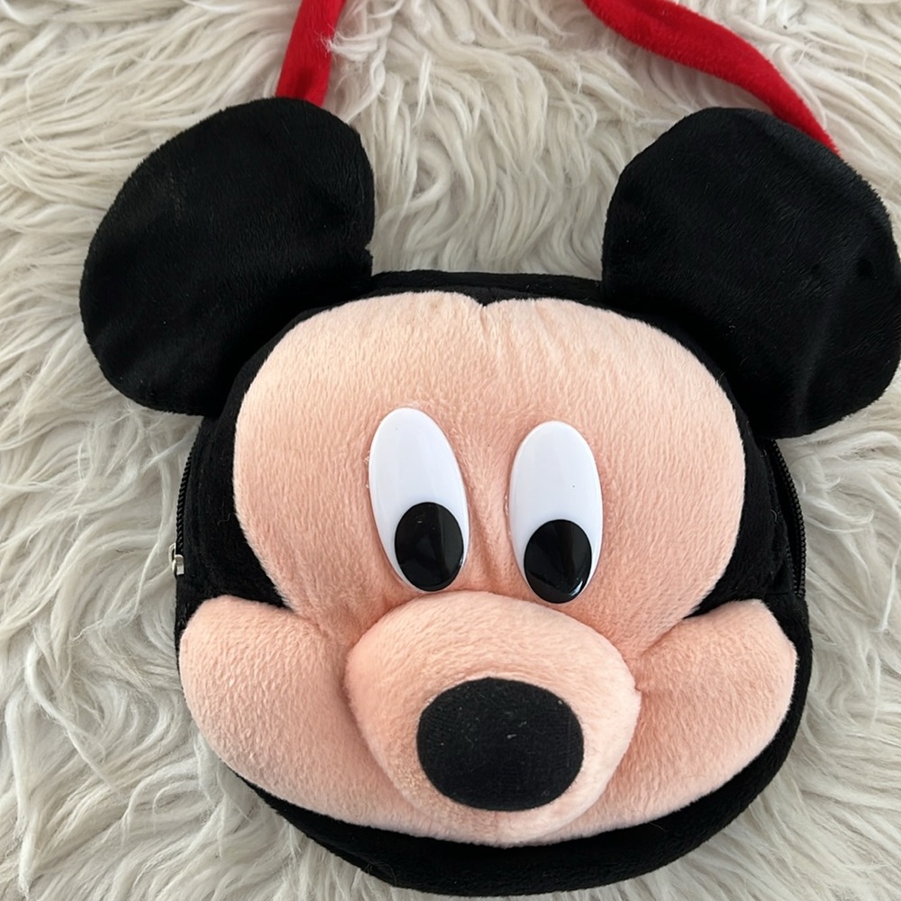 DISNEY Mickey Mouse CrossBody Black Round Purse With Black Ears nwot